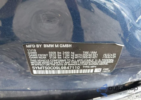 2020 BMW X3 M из США, поврежденный, VIN 5YMTS0C09L9B47110